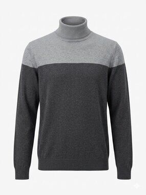 Karen Scott Gray Colorblock Turtleneck Pullover Sweater Large L Mock Neck